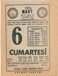 6 Mart 1976 Takvim Yaprağı EFM(N)5947 - 3