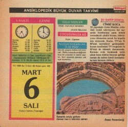 6 Mart 1984 Takvim Yaprağı EFM(N)5792 - 2