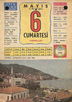 6 Mayıs 1972 Takvim Yaprağı - Doğum Günü Hediyesi EFM(N)12250 - 1