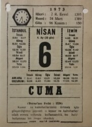 6 Nisan 1973 Takvim Yaprağı - Doğum Günü Hediyesi EFM(N)8103 - 2