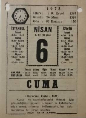 6 Nisan 1973 Takvim Yaprağı - Doğum Günü Hediyesi EFM(N)8103 - 2