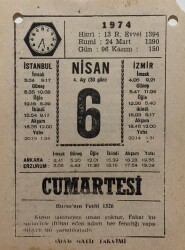 6 Nisan 1974 Takvim Yaprağı - Doğum Günü Hediyesi EFM(N)8163 - 1