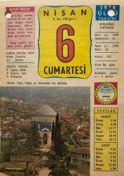 6 Nisan 1974 Takvim Yaprağı - Doğum Günü Hediyesi EFM(N)8193 - 2