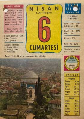 6 Nisan 1974 Takvim Yaprağı - Doğum Günü Hediyesi EFM(N)8193 - 1