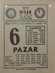 6 Nisan 1975 Takvim Yaprağı - Doğum Günü Hediyesi EFM(N)8133 - 2