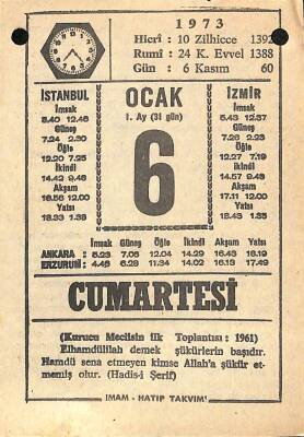 6 Ocak 1973 Takvim Yaprağı - Doğum Günü Hediyesi EFM(N)10815 - 4