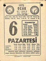 6 Ocak 1975 Takvim Yaprağı - Doğum Günü Hediyesi EFM(N)10845 - 2