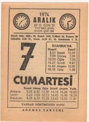 7 Aralık 1974 Takvim Yaprağı EFM(N)4289 - 3