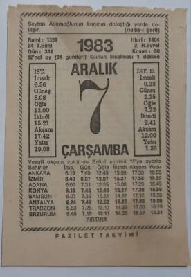 7 Aralık 1983 Takvim Yaprağı - Doğum Günü Hediyesi EFM(N)6887 - 1