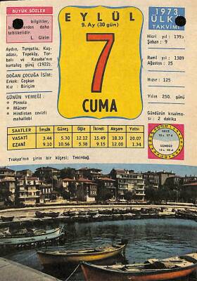 7 Eylül 1973 Takvim Yaprağı - Doğum Günü Hediyesi EFM(N)10138 - 4