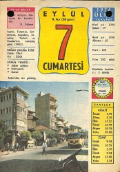 7 Eylül 1974 Takvim Yaprağı - Doğum Günü Hediyesi EFM(N)10433 - 4