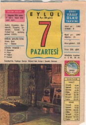 7 Eylül 1981 Takvim Yaprağı EFM(N)2778 - 2