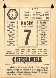 7 Kasım 1973 Takvim Yaprağı - Doğum Günü Hediyesi EFM(N)10710 - 3