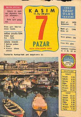 7 Kasım 1982 Takvim Yaprağı - Doğum Günü Hediyesi EFM(N)11876 - 1