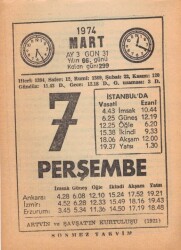 7 Mart 1974 Takvim Yaprağı EFM(N)5886 - 3