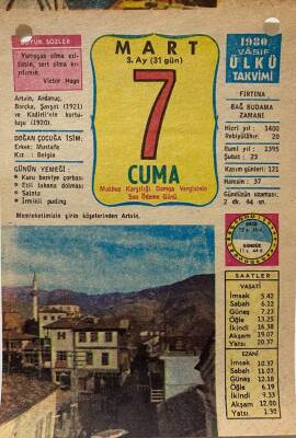 7 Mart 1980 Takvim Yaprağı - Doğum Günü Hediyesi EFM(N)8011 - 3