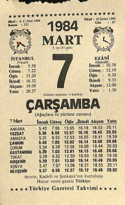 7 Mart 1984 Takvim Yaprağı - Doğum Günü Hediyesi EFM(N)11155 - 1