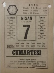 7 Nisan 1973 Takvim Yaprağı - Doğum Günü Hediyesi EFM(N)8104 - 2