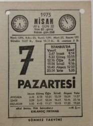 7 Nisan 1975 Takvim Yaprağı - Doğum Günü Hediyesi EFM(N)8134 - 2