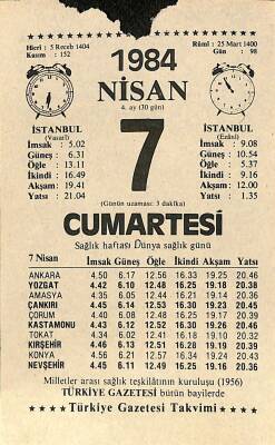 7 Nisan 1984 Takvim Yaprağı - Doğum Günü Hediyesi EFM(N)11212 - 1