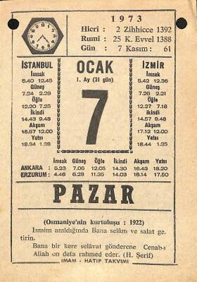 7 Ocak 1973 Takvim Yaprağı - Doğum Günü Hediyesi EFM(N)10816 - 3