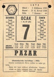 7 Ocak 1973 Takvim Yaprağı - Doğum Günü Hediyesi EFM(N)10816 - 1