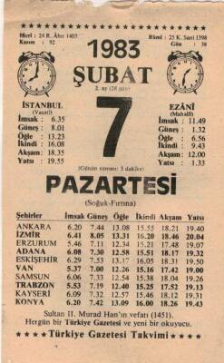 7 Şubat 1983 Takvim Yaprağı EFM(N)5387 - 1