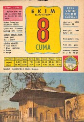 8 Ekim 1982 Takvim Yaprağı - Doğum Günü Hediyesi EFM(N)10464 - 4