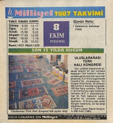 8 Ekim 1987 Resimli Takvim Yaprağı - Doğum Günü Hediyesi EFM(N)10506 - 3