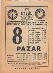 8 Eylül 1974 Takvim Yaprağı EFM(N)2660 - 2