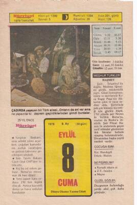 8 Eylül 1978 Takvim Yaprağı -Doğum Günü Hediyesi EFM(N)6260 - 1