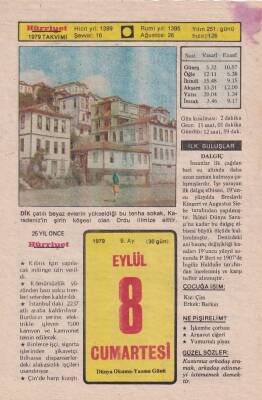 8 Eylül 1979 Takvim Yaprağı -Doğum Günü Hediyesi EFM(N)6349 - 1