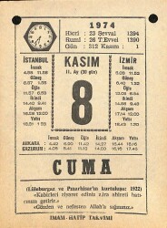 8 Kasım 1974 Takvim Yaprağı - Doğum Günü Hediyesi EFM(N)10770 - 4