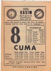 8 Kasım 1974 Takvim Yaprağı EFM(N)3318 - 2