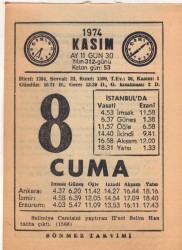 8 Kasım 1974 Takvim Yaprağı EFM(N)3318 - 1