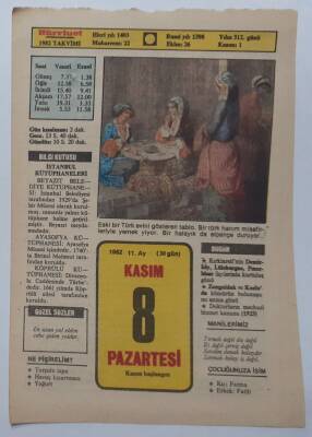 8 Kasım 1982 Takvim Yaprağı - Doğum Günü Hediyesi EFM(N)7344 - 1