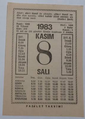 8 Kasım 1983 Takvim Yaprağı - Doğum Günü Hediyesi EFM(N)6924 - 1