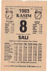 8 Kasım 1983 Takvim Yaprağı EFM(N)3952 - 3