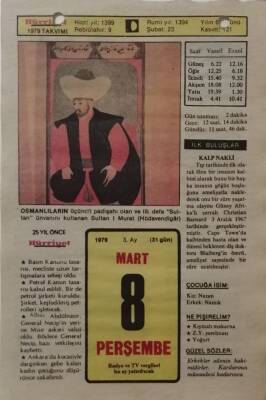 8 Mart 1979 Takvim Yaprağı - Doğum Günü Hediyesi EFM(N)7861 - 2