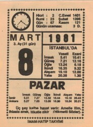 8 Mart 1981 Takvim Yaprağı EFM(N)6010 - 3