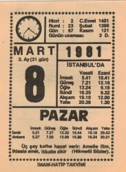 8 Mart 1981 Takvim Yaprağı EFM(N)6010 - 2