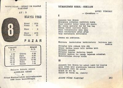 8 Mayıs 1960 Takvim Yaprağı - Doğum Günü Hediyesi EFM(N)11464 - 1