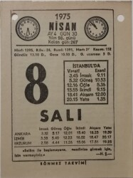 8 Nisan 1975 Takvim Yaprağı - Doğum Günü Hediyesi EFM(N)8135 - 2