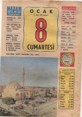 8 Ocak 1972 Takvim Yaprağı EFM(N)4592 - 1