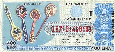 9 Ağustos 1982 Piyango Bileti Tam Bilet PYB6396 - 1