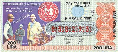 9 Aralık 1981 Piyango Bileti Yarım Bilet PYB6336 - 1