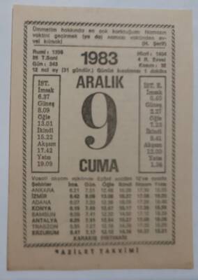 9 Aralık 1983 Takvim Yaprağı - Doğum Günü Hediyesi EFM(N)6889 - 1