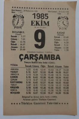 9 Ekim 1985 Takvim Yaprağı - Doğum Günü Hediyesi EFM(N)6843 - 1