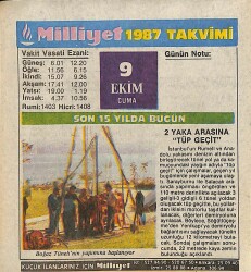 9 Ekim 1987 Resimli Takvim Yaprağı - Doğum Günü Hediyesi EFM(N)10507 - 4