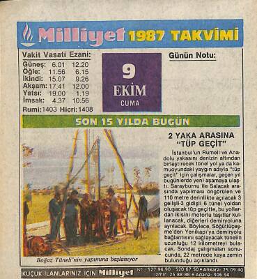 9 Ekim 1987 Resimli Takvim Yaprağı - Doğum Günü Hediyesi EFM(N)10507 - 3